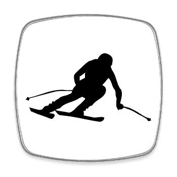Skifahren Skispringen Wintersport Super G - Viereckiger Kühlschrankmagnet - Weiß - Vorne