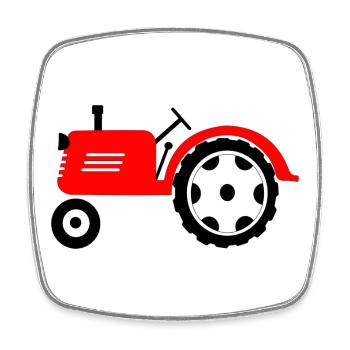 Tracteur agricole rouge machine agricole - Magnet carré - blanc - Devant