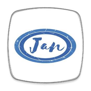 Jan | oval - Viereckiger Kühlschrankmagnet - Weiß - Vorne