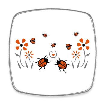 Ladybugs, flowers, happiness - Square fridge magnet - white - Front
