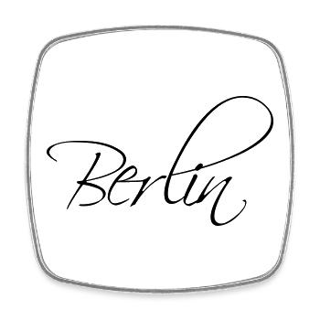 Berlin calligraphy lettering - Square fridge magnet - white - Front