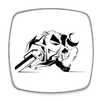 motorrad biker racing symbol icon Symbol Logo - Viereckiger Kühlschrankmagnet - Weiß - Vorne