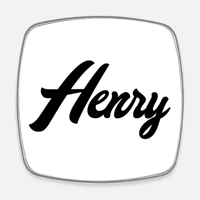 Henry Name Black - Square fridge magnet - white