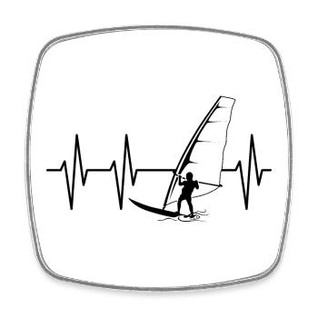 Heartbeat Heartbeat WindSurfing Windsurfer Pulse - Magnet carré - blanc - Devant