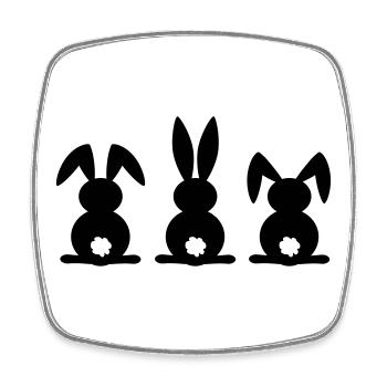Silhouette de lapin. Joyeuse fête de Pâques ou de Pâques. Oeuf. - Magnet carré - blanc - Devant