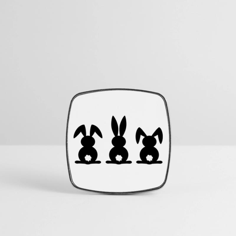 Rabbit silhouette. Happy Easter or Easter party. Egg. Square fridge magnet