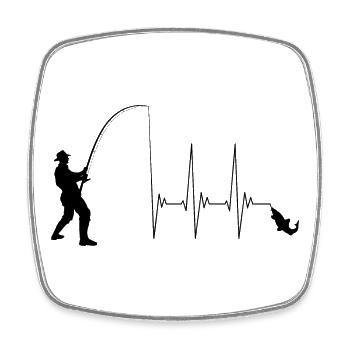 Pêcheur, pêche, pêcheur, canne à pêche, ECG - Magnet carré - blanc - Devant
