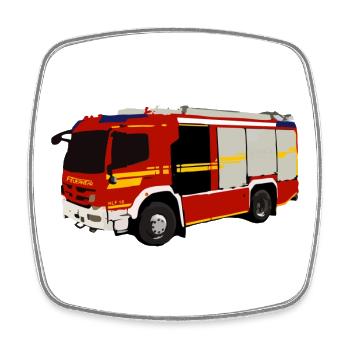 Feuerwehrauto Grafikstil - Viereckiger Kühlschrankmagnet - Weiß - Vorne