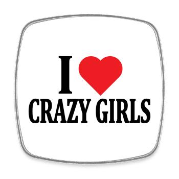 J’adore l’idée cadeau t-shirt crazy girls - Magnet carré - blanc - Devant
