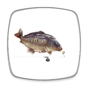 Spiegelkarpfenfischen Boilie Rig Design Anglerbiss - Viereckiger Kühlschrankmagnet - Weiß - Vorne