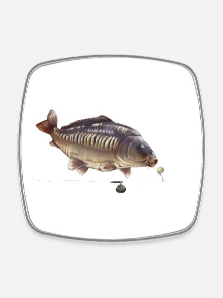Spiegelkarpfenfischen Boilie Rig Design Anglerbiss - Viereckiger Kühlschrankmagnet - Weiß