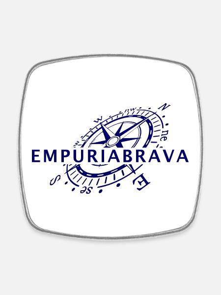 Windrose Empuriabrava - Viereckiger Kühlschrankmagnet - Weiß