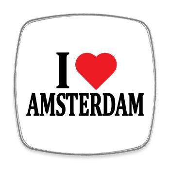 Ich liebe Amsterdam T-Shirt Nederland Geschenkidee - Viereckiger Kühlschrankmagnet - Weiß - Vorne
