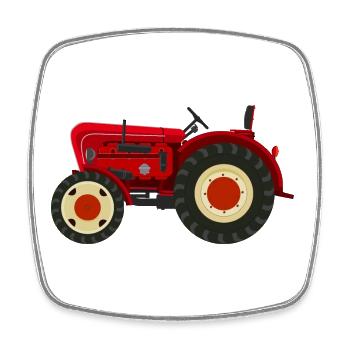 Retro Oldtimer-Traktor rot - Viereckiger Kühlschrankmagnet - Weiß - Vorne