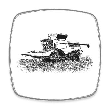 LEXION 8700 TERRA TRAC mit Maispflücker - Viereckiger Kühlschrankmagnet - Weiß - Vorne