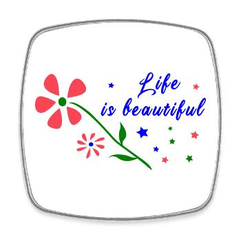 la vie est belle, Blumen - Magnet carré - blanc - Devant
