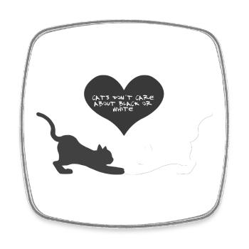 Black and white, kluge sprüche, Katzen Motiv - Viereckiger Kühlschrankmagnet - Weiß - Vorne