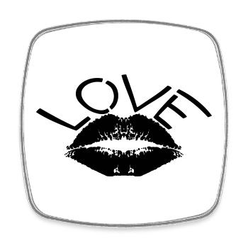 Love – Minimal Lips Kiss Statement Design - Viereckiger Kühlschrankmagnet - Weiß - Vorne