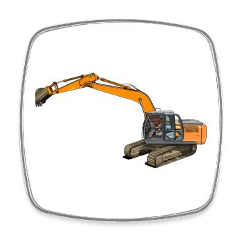 Bucket excavator intervenes - Square fridge magnet - white - Front