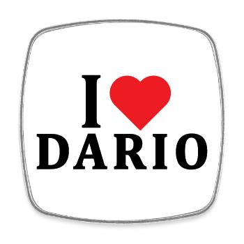 T-Shirt Ich liebe Dario T-Shirt Geschenkidee - Viereckiger Kühlschrankmagnet - Weiß - Vorne
