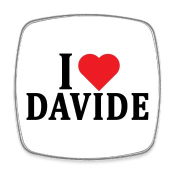 T-shirt I love Davide t-shirt gift idea - Square fridge magnet - white - Front