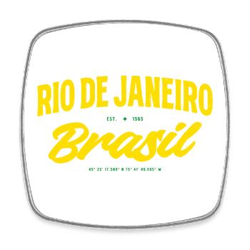 Rio de Janeiro Brésil Lettrage jaune - Magnet carré - blanc - Devant