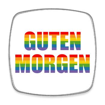 Guten Morgen Regenbogenfarbe LGBT lgbtqi queer - Viereckiger Kühlschrankmagnet - Weiß - Vorne