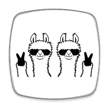 Freunde Team Lama Peace - Viereckiger Kühlschrankmagnet - Weiß - Vorne