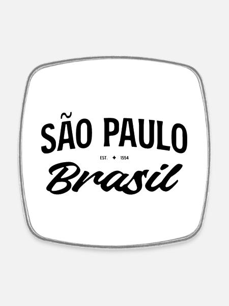 Sao Paulo Brasil Schriftzug - Viereckiger Kühlschrankmagnet - Weiß