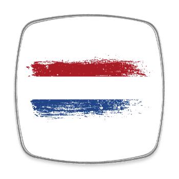 Pinselstrich Holländische Trikolore - Viereckiger Kühlschrankmagnet - Weiß - Vorne