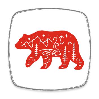 Rotbären-Totem der Natur - Viereckiger Kühlschrankmagnet - Weiß - Vorne