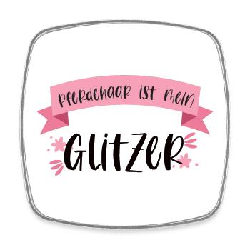 Pferd Reiten Glitzer Pferdehaar Pferde Geschenk - Viereckiger Kühlschrankmagnet - Weiß - Vorne