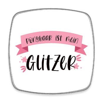 Pony Reiten Glitzer Ponyhaar Pferde Geschenk - Viereckiger Kühlschrankmagnet - Weiß - Vorne