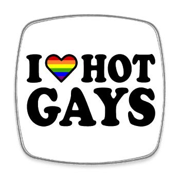 I love hot gays - Viereckiger Kühlschrankmagnet - Weiß - Vorne