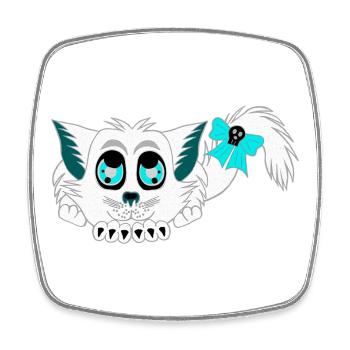 Geister-katze, Halloween Outfit, Mädchen - Viereckiger Kühlschrankmagnet - Weiß - Vorne