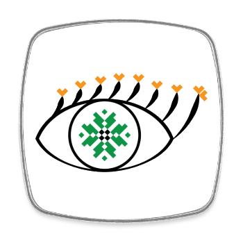 Eye - Traditional Romanian folk art pattern - Square fridge magnet - white - Front