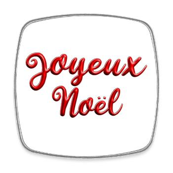 Joyeux Noël Script Rouge - Magnet carré - blanc - Devant