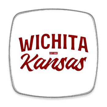 Wichita Kansas Retro Script - Viereckiger Kühlschrankmagnet - Weiß - Vorne