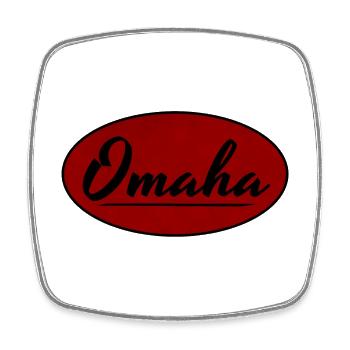Omaha Vintage Script Logo - Viereckiger Kühlschrankmagnet - Weiß - Vorne