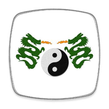 beste asia shirts, Yin und yang motiv asiadrachen - Viereckiger Kühlschrankmagnet - Weiß - Vorne
