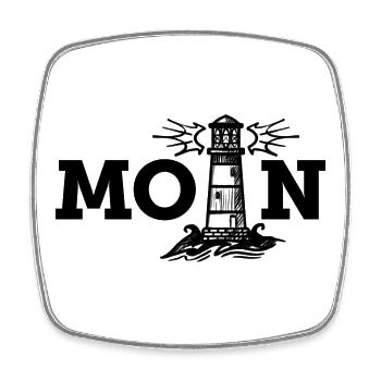 Moin (Typo/Leuchtturm - Viereckiger Kühlschrankmagnet - Weiß - Vorne
