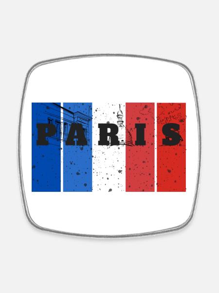 Paris Stripes Splash - Viereckiger Kühlschrankmagnet - Weiß