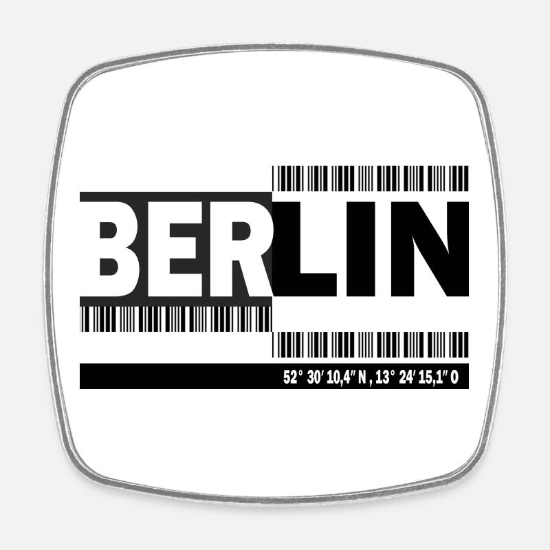 BERLIN - code-barres - Magnet carré - blanc
