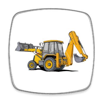 Baggerlader Traktor - Viereckiger Kühlschrankmagnet - Weiß - Vorne