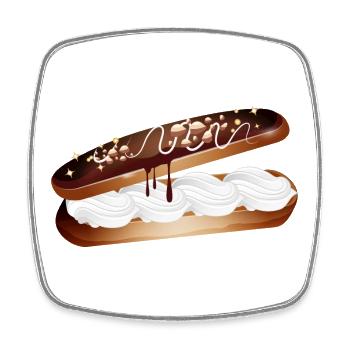 Illustration eines gefüllten Eclairs mit Sahne - Viereckiger Kühlschrankmagnet - Weiß - Vorne
