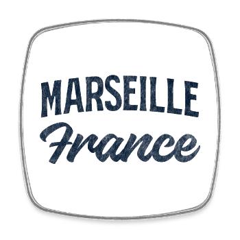 Marseille Frankreich Retro Script - Viereckiger Kühlschrankmagnet - Weiß - Vorne
