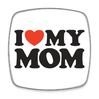 I love my Mom Herz Shirt - Viereckiger Kühlschrankmagnet - Weiß - Vorne
