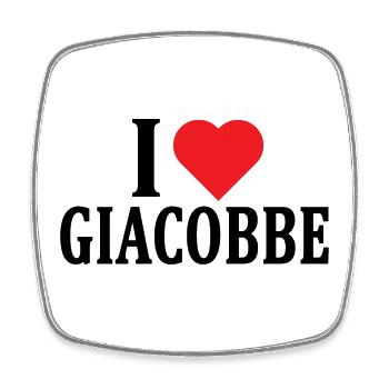 T-Shirt I love Jacob T-Shirt Geschenkidee - Viereckiger Kühlschrankmagnet - Weiß - Vorne