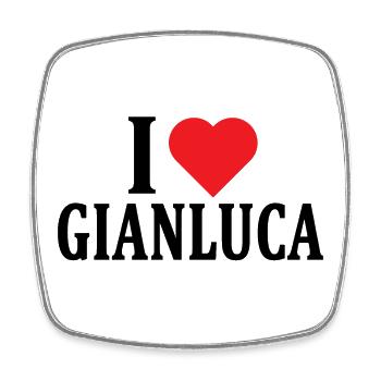 T-Shirt Ich liebe Gianlunca T-Shirt Geschenkidee - Viereckiger Kühlschrankmagnet - Weiß - Vorne