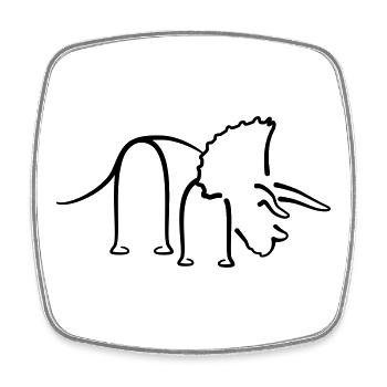 Dinosaurier Triceratops Dino Liniengrafik - Viereckiger Kühlschrankmagnet - Weiß - Vorne